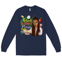 Navy black teacher magic with afro Long Sleeve Tee - NancyCooperArtShop
