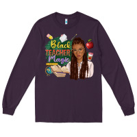 Plum black teacher magic with afro Long Sleeve Tee - NancyCooperArtShop