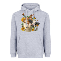 Heather Grey Black And White Cow Coffee Heavyweight Hoodie - FaDigitalArtStudio