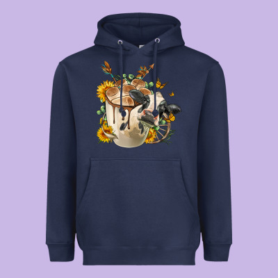 Black And White Cow Coffee Heavyweight Hoodie Designed By Fadigitalartstudio