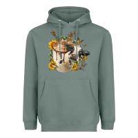 Sage Black And White Cow Coffee Heavyweight Hoodie - FaDigitalArtStudio