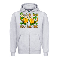 Heather Grey St. Patrick’s Day shut up liver you are fine Zipper Hoodie - OliviaCreatesArt