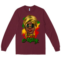 Burgundy i am black history Long Sleeve Tee - NancyCooperArtShop