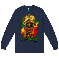 Navy i am black history Long Sleeve Tee - NancyCooperArtShop