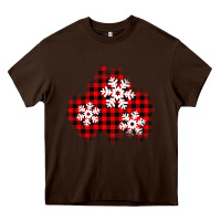 Chocolate Brown Christmas snowflakes patch Heavy Core Tee - AdoDesignShop