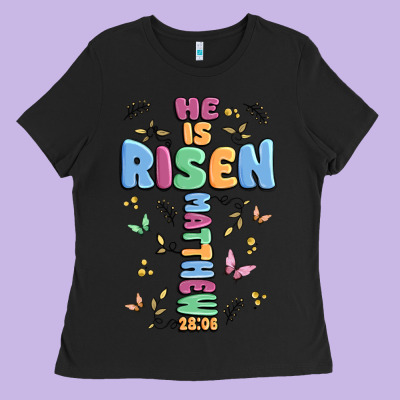 He Is Risen Cross Ladies Tee Designed By Maliassmallbusiness