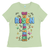Matcha he is risen cross Ladies Tee - MaliasSmallBusiness
