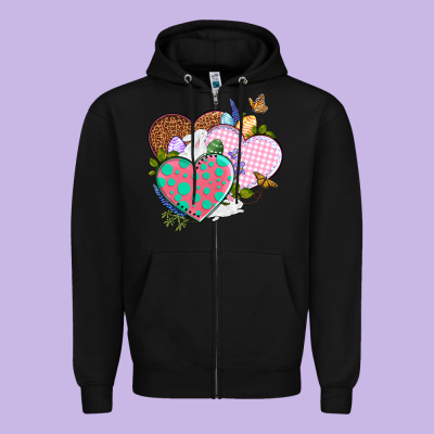 Easter Day Western Easter Hearts Zipper Hoodie Designed By Oliviacreatesart