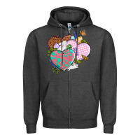 Charcoal Heather Easter Day Western Easter hearts Zipper Hoodie - OliviaCreatesArt