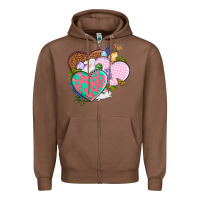 Chestnut Easter Day Western Easter hearts Zipper Hoodie - OliviaCreatesArt