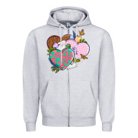 Heather Grey Easter Day Western Easter hearts Zipper Hoodie - OliviaCreatesArt