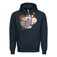 Navy Easter Day Western Easter hearts Zipper Hoodie - OliviaCreatesArt
