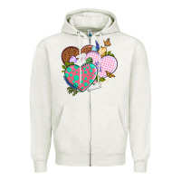 Oatmeal Heather Easter Day Western Easter hearts Zipper Hoodie - OliviaCreatesArt