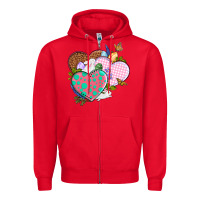 Red Easter Day Western Easter hearts Zipper Hoodie - OliviaCreatesArt