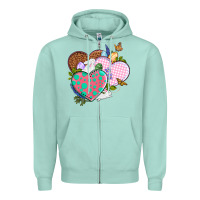 Seafoam Easter Day Western Easter hearts Zipper Hoodie - OliviaCreatesArt