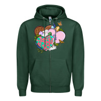 Sports Green Easter Day Western Easter hearts Zipper Hoodie - OliviaCreatesArt