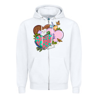 White Easter Day Western Easter hearts Zipper Hoodie - OliviaCreatesArt