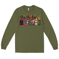 Army Green Dia De Los Muertos Long Sleeve Tee - texasbilliewilder