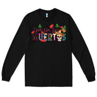 Black Dia De Los Muertos Long Sleeve Tee - texasbilliewilder