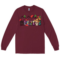 Burgundy Dia De Los Muertos Long Sleeve Tee - texasbilliewilder