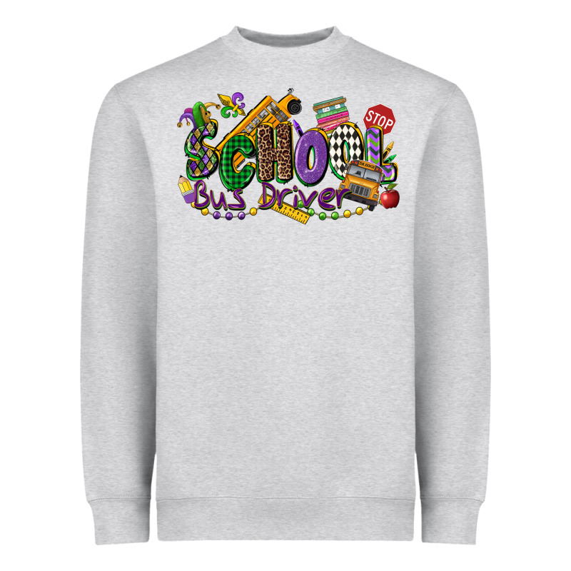 School Bus Driver Mardi Gras Heavyweight Sweatshirt by CowGirlArtShop | Teevron