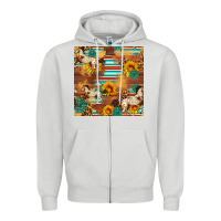 Dove Grey Western Horse Sunflowers Gemstone Seamless Pattern Zipper Hoodie - FaDigitalArtStudio