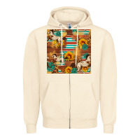 Sandshell Western Horse Sunflowers Gemstone Seamless Pattern Zipper Hoodie - FaDigitalArtStudio