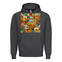 Smoke Western Horse Sunflowers Gemstone Seamless Pattern Zipper Hoodie - FaDigitalArtStudio