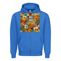 True Royal Western Horse Sunflowers Gemstone Seamless Pattern Zipper Hoodie - FaDigitalArtStudio