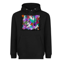 Black halloween ghost and turquoise glitter background Heavyweight Hoodie - BundleAndBundleShop