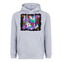 Heather Grey halloween ghost and turquoise glitter background Heavyweight Hoodie - BundleAndBundleShop
