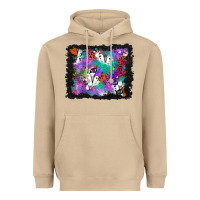 Mushroom halloween ghost and turquoise glitter background Heavyweight Hoodie - BundleAndBundleShop