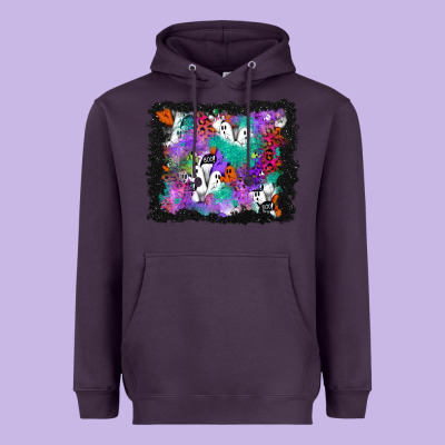 Halloween Ghost And Turquoise Glitter Background Heavyweight Hoodie Designed By Bundleandbundleshop