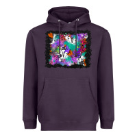 Plum halloween ghost and turquoise glitter background Heavyweight Hoodie - BundleAndBundleShop