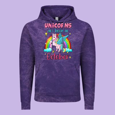 Unicorns Are Born In October Vintage Hoodie Designed By Jasminsmagicworld