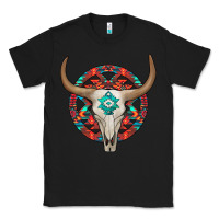 Black turquoise aztec bullskull Classic Tee - JahusDesignShop