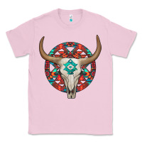Bubblegum Pink turquoise aztec bullskull Classic Tee - JahusDesignShop