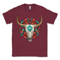 Burgundy turquoise aztec bullskull Classic Tee - JahusDesignShop