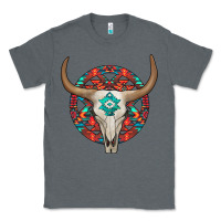Charcoal Heather turquoise aztec bullskull Classic Tee - JahusDesignShop