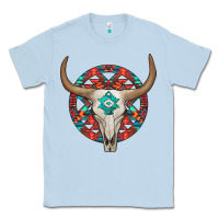 Dusty Blue turquoise aztec bullskull Classic Tee - JahusDesignShop