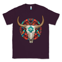 Plum turquoise aztec bullskull Classic Tee - JahusDesignShop