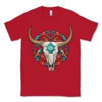 Red turquoise aztec bullskull Classic Tee - JahusDesignShop