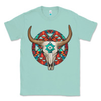 Seafoam turquoise aztec bullskull Classic Tee - JahusDesignShop