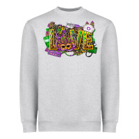 Heather Grey mardi gras love nurse Heavyweight Sweatshirt - CowGirlArtShop