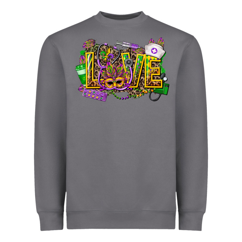 Mardi Gras Love Nurse Heavyweight Sweatshirt by CowGirlArtShop | Teevron