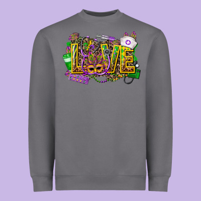 Mardi Gras Love Nurse Heavyweight Sweatshirt Designed By Cowgirlartshop