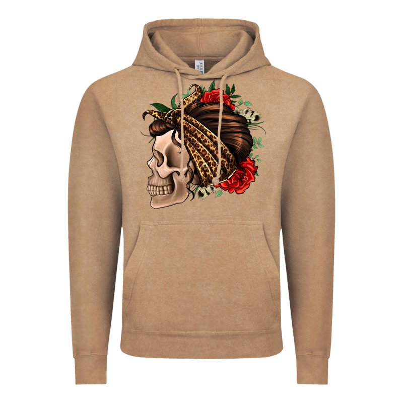 Leopard Bandana And Roses Skull Vintage Hoodie by Jasminsmagicworld | Teevron