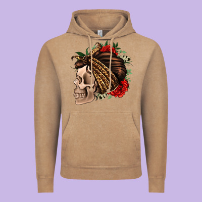 Leopard Bandana And Roses Skull Vintage Hoodie Designed By Jasminsmagicworld