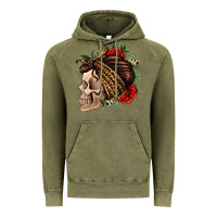 Vintage Olive leopard bandana and roses skull Vintage Hoodie - Jasminsmagicworld
