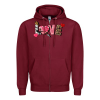Burgundy Love Valentine's Day Zipper Hoodie - FaDigitalArtStudio